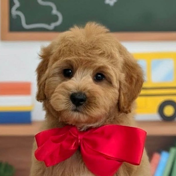 Bambi's Red Bow Boy, F1B Medium Goldendoodle puppy at Texas Doodles